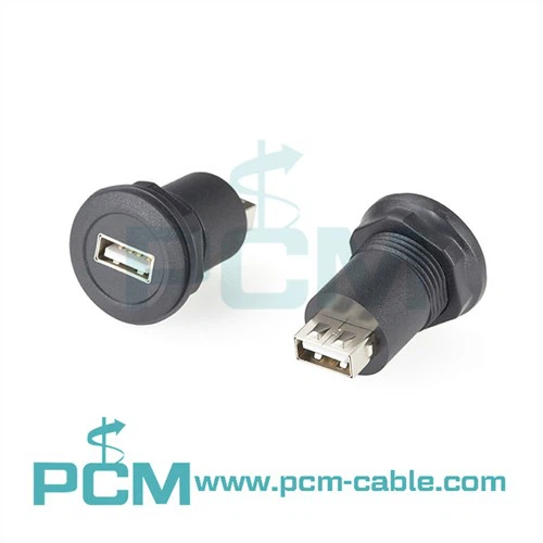 Перехідник для круглого монтажу на панель USB A Jack – USB A Jack