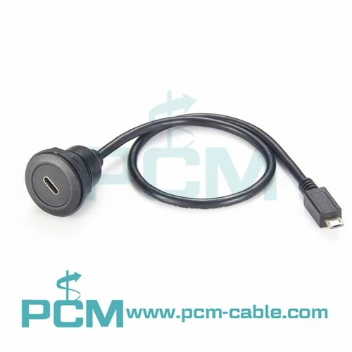 USB3.1 Type-C Female to Micro USB Type-B Male Panel Mount кабель